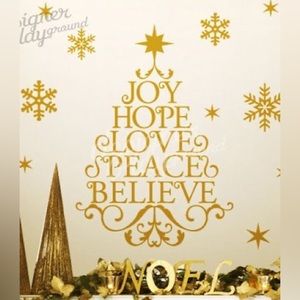BNIP GLITTER HOLIDAY WISHES ADHESIVE WALL DECOR